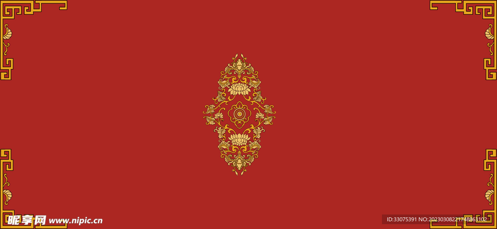 红色花纹 复古