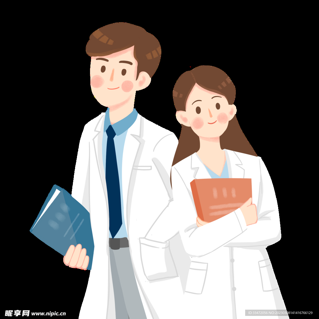卡通男女护士免扣素材
