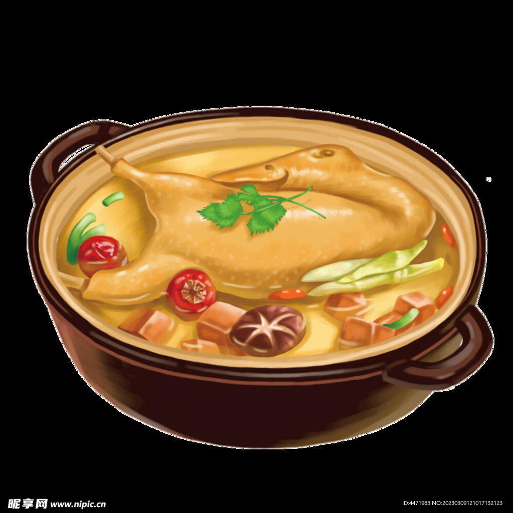 手绘老鸭煲