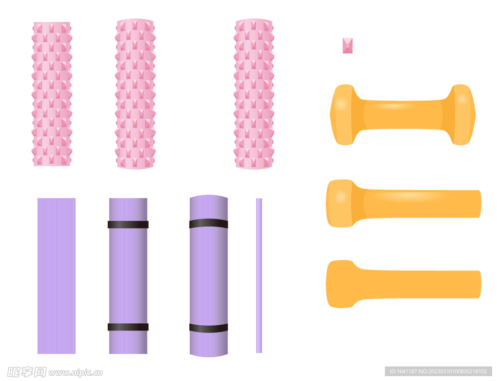 瑜伽垫 泡沫轴 矢量图 可无限