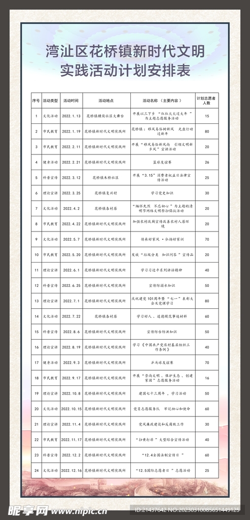 文明实践所实践活动安排表