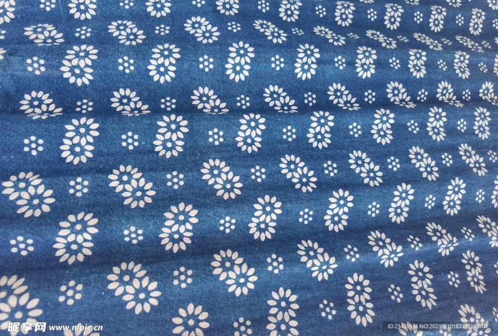 蓝色染色印花