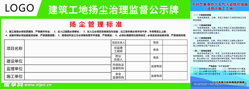 工地扬尘治理牌