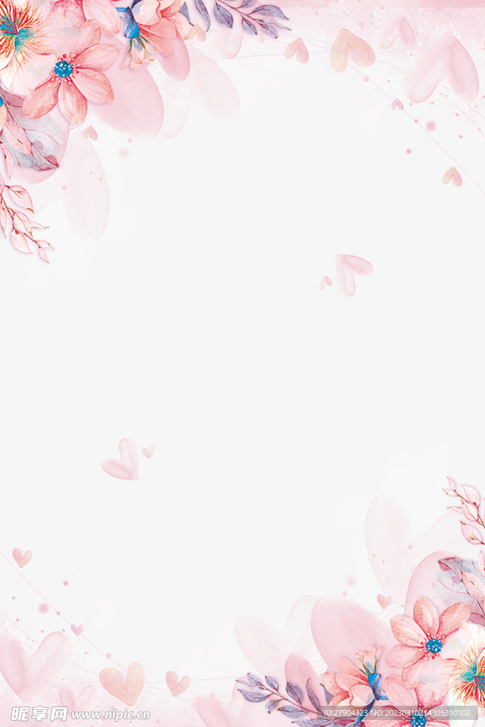 粉红主题花朵花瓣边框