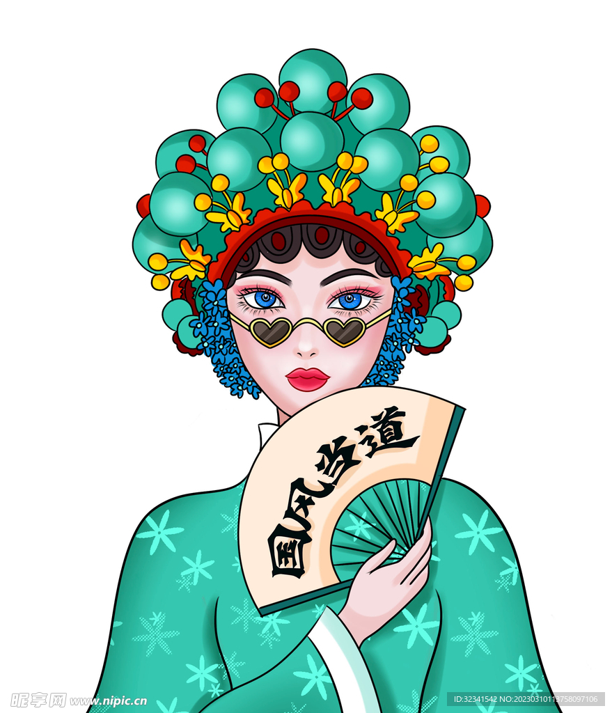 国潮美女插画