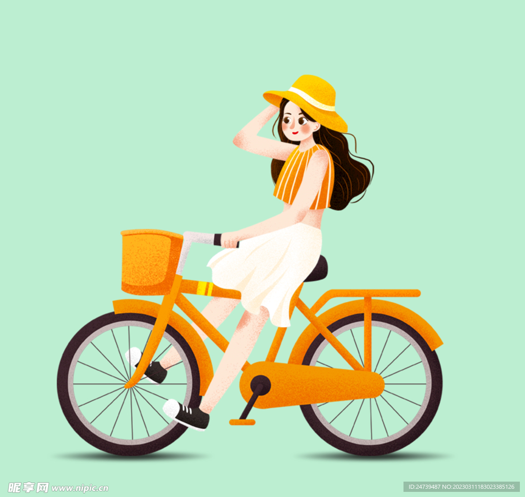 骑自行车的女孩背着背包在自行车道上骑车。照片摄影图片_ID:163592384-Veer图库