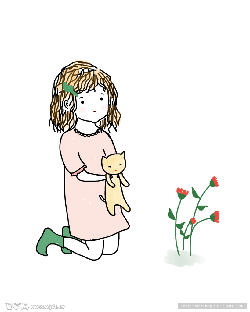 手绘小女孩