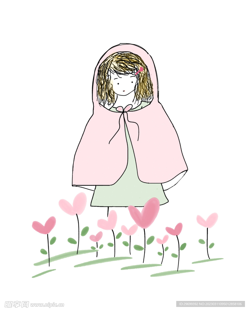 手绘小女孩