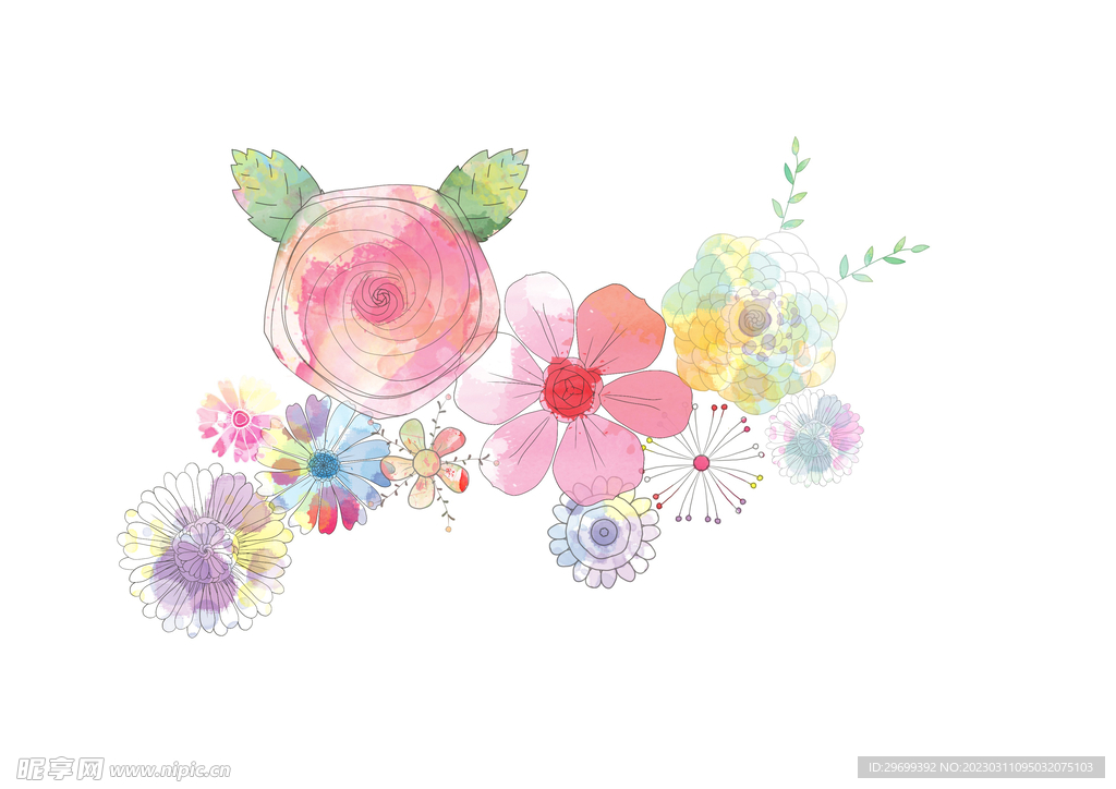 水彩花