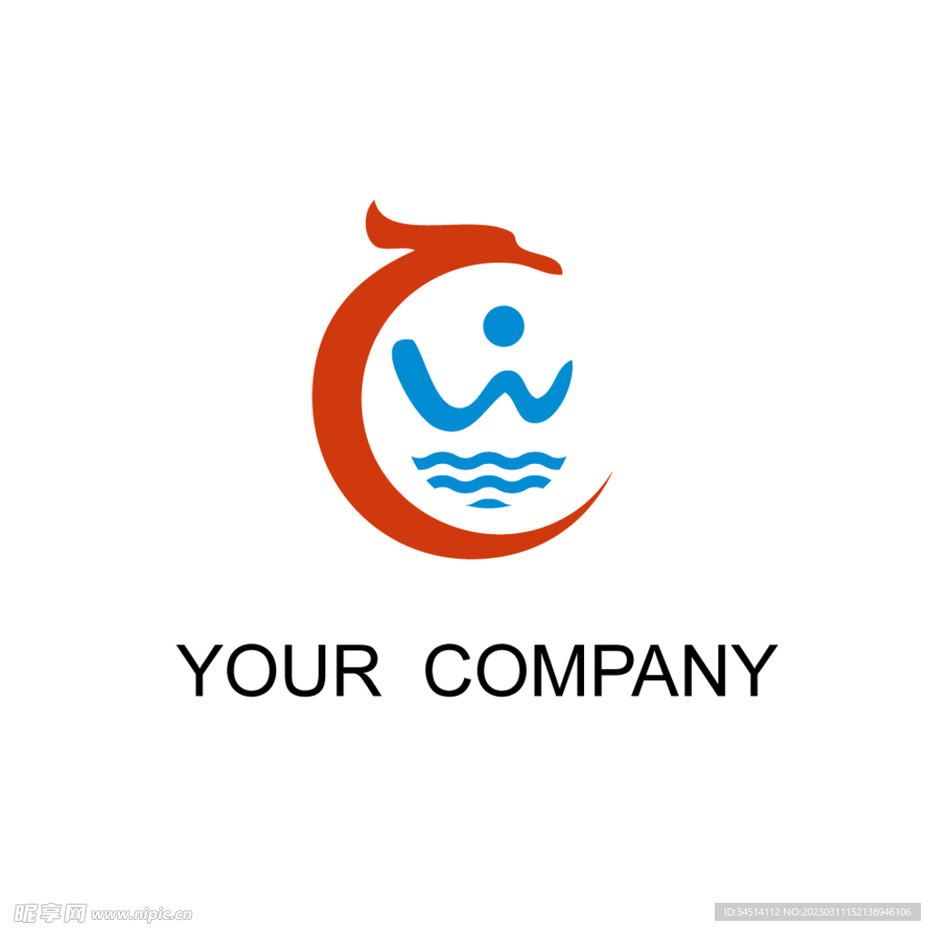 龙海山水W字母logo设计