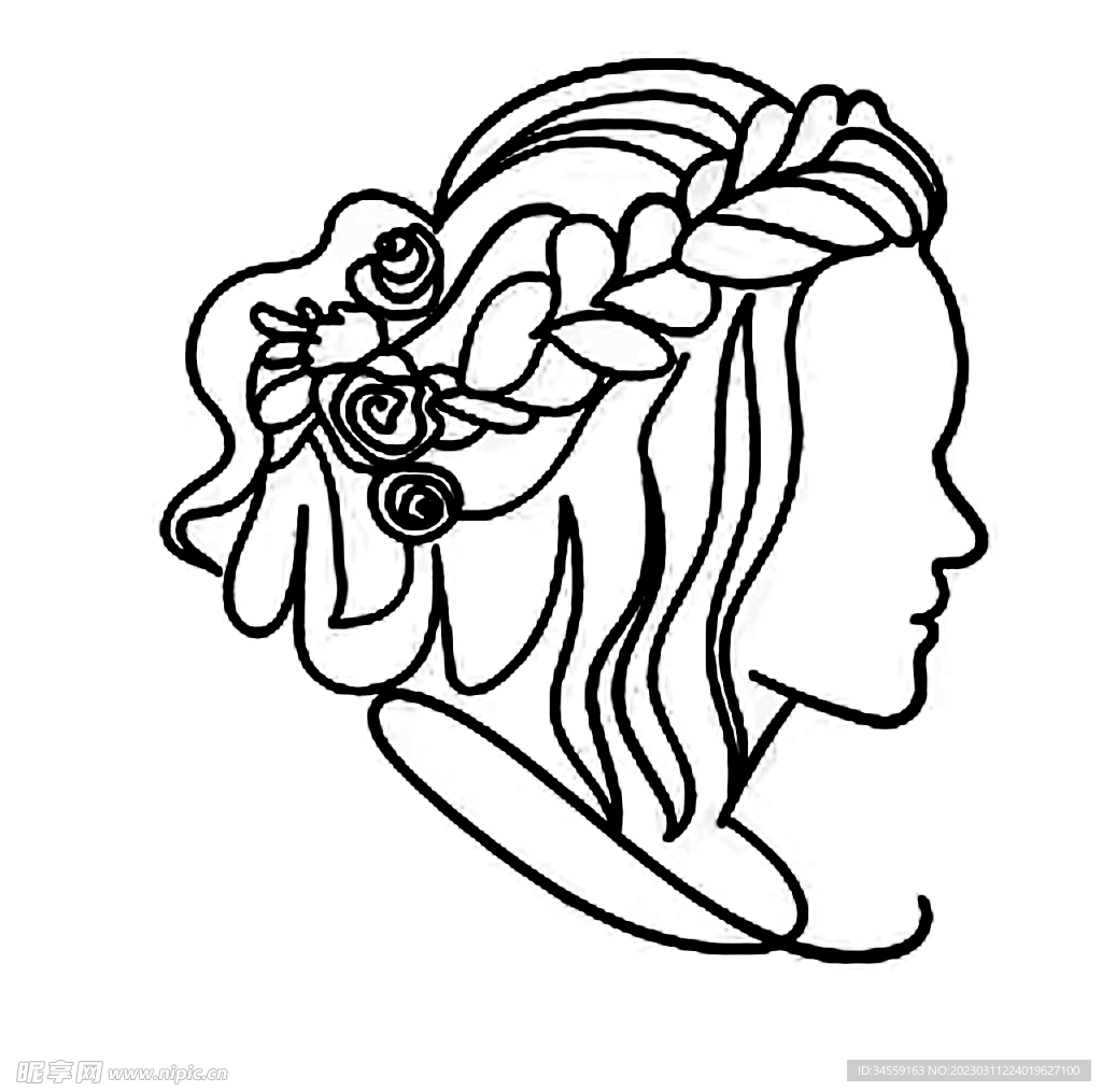 女生人物头像线稿