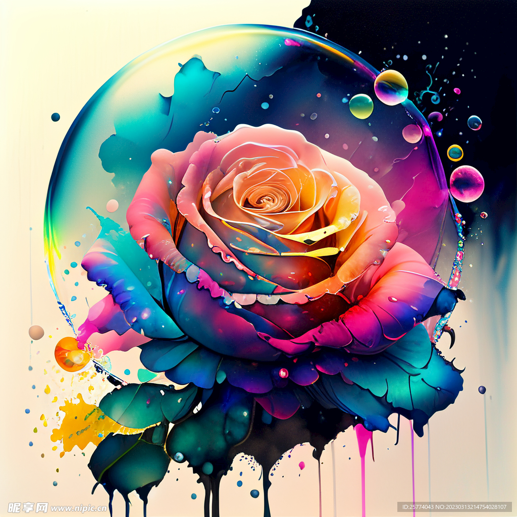 彩色气泡玫瑰 