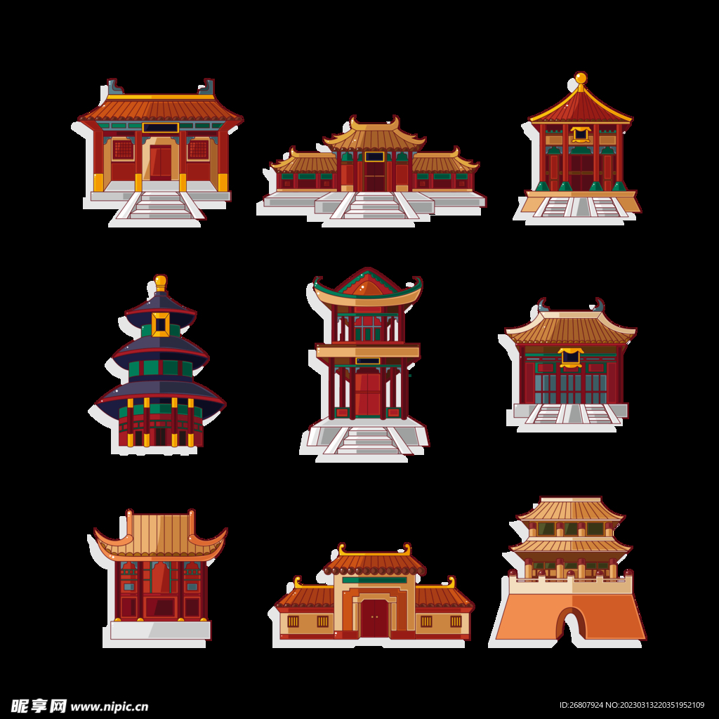 古风建筑图标 