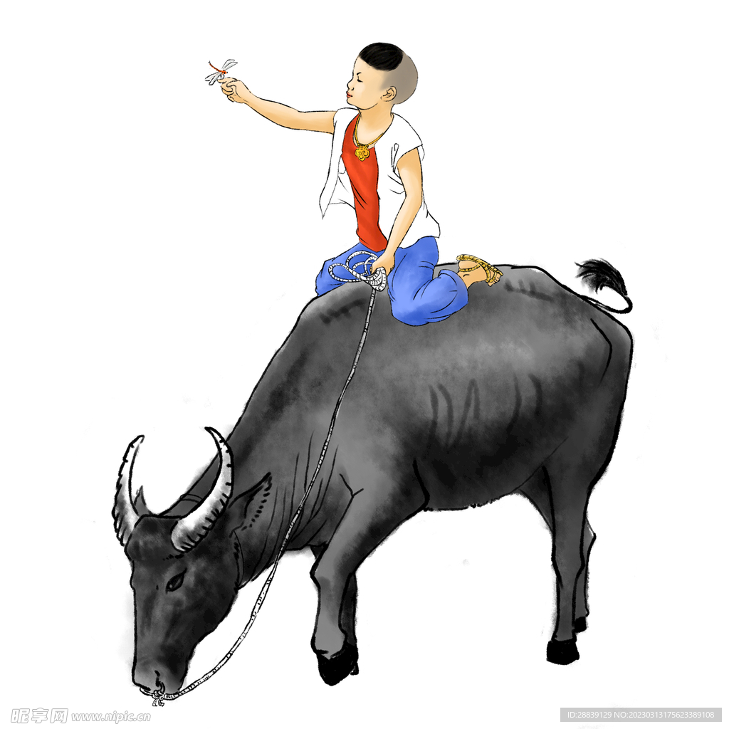 牧童与牛 