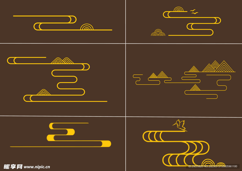 祥云纹山纹元素