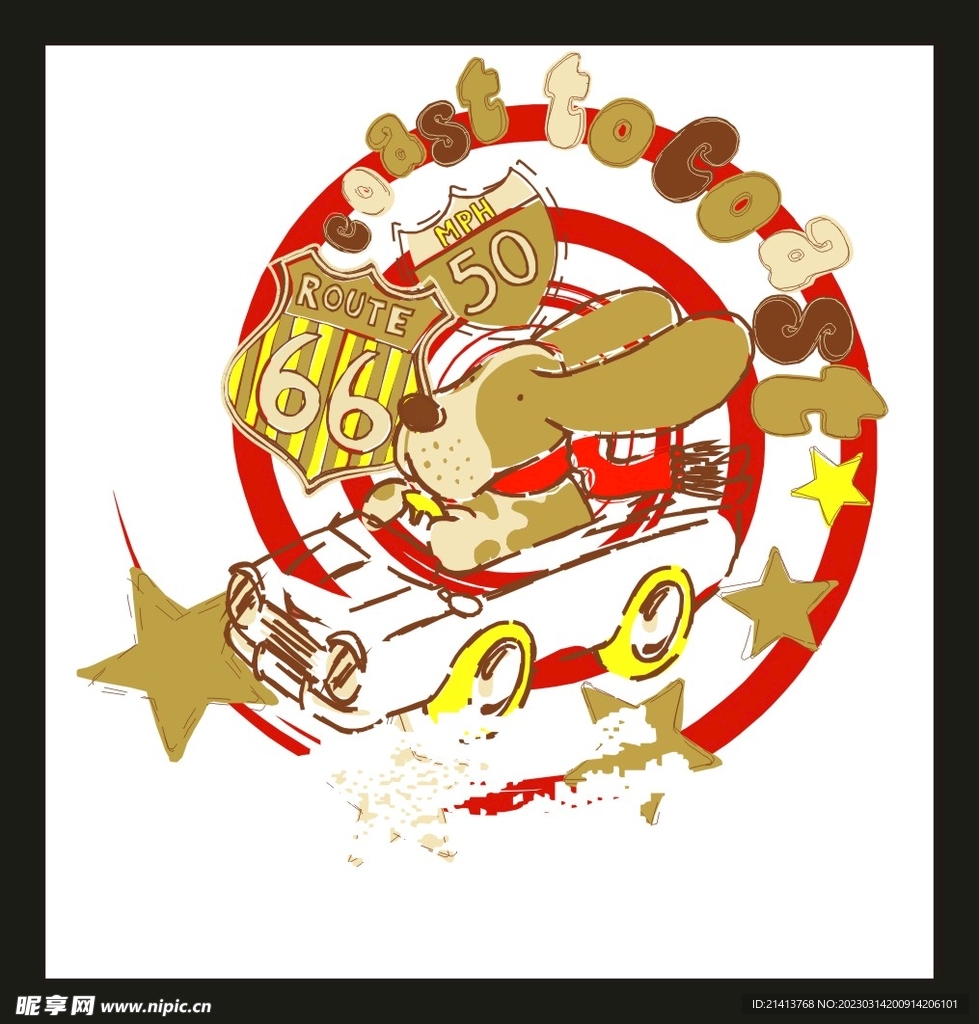 手绘卡通小狗、