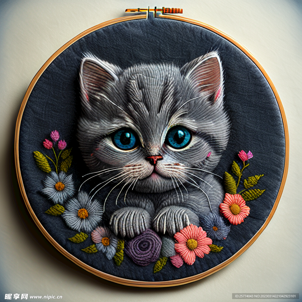 小猫刺绣