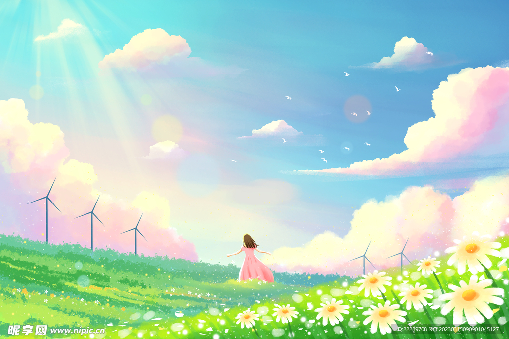 卡通花丛背景