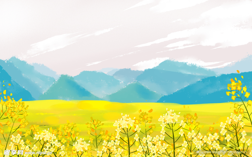 卡通花丛风景