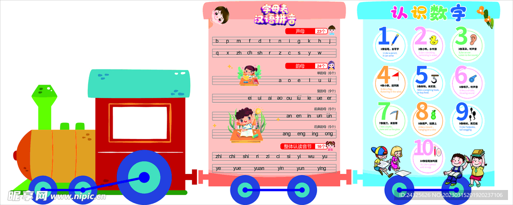 小火车汉语拼音字母表认识数字