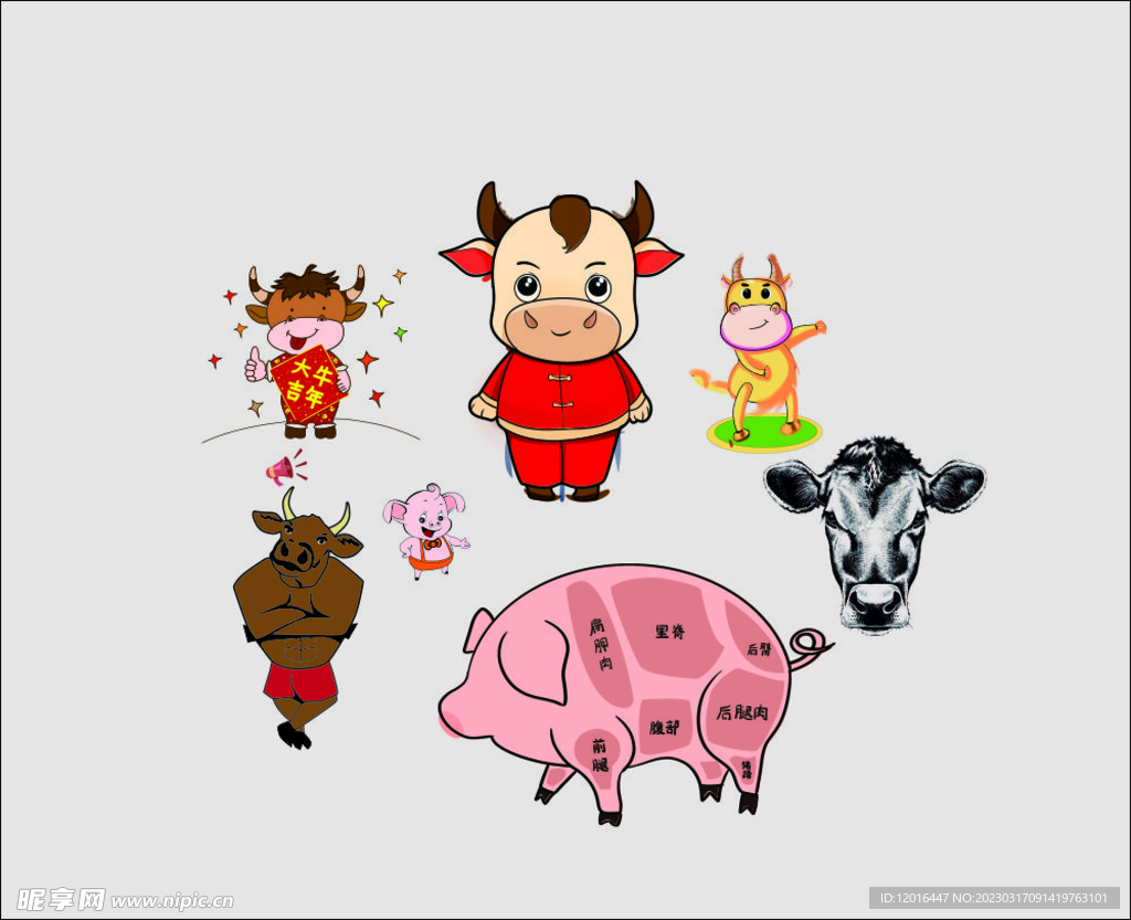 卡通小牛动物