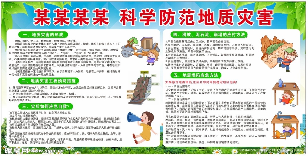 小学科学防范地质灾害展板