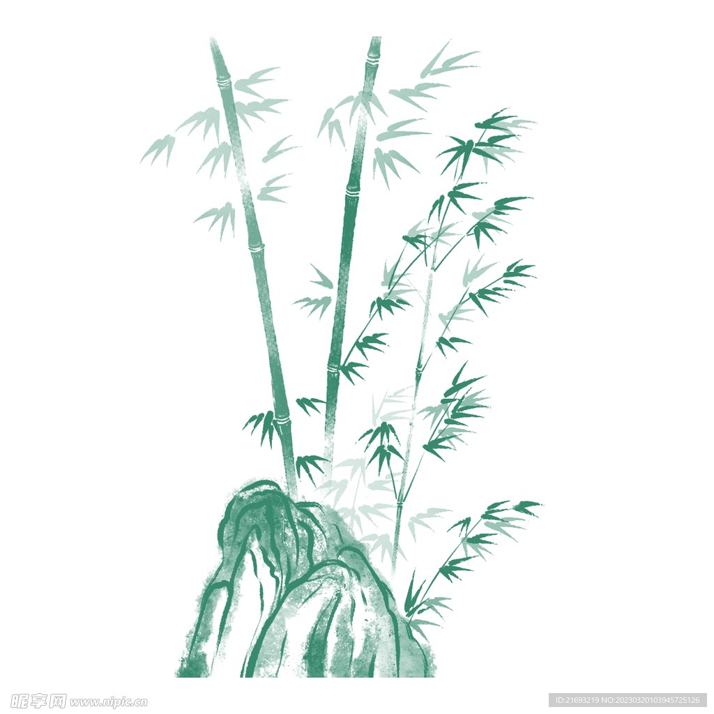  竹子水墨画