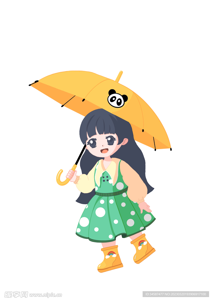 打伞的小女孩