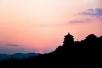 颐和园建筑剪影 晚霞 夕阳