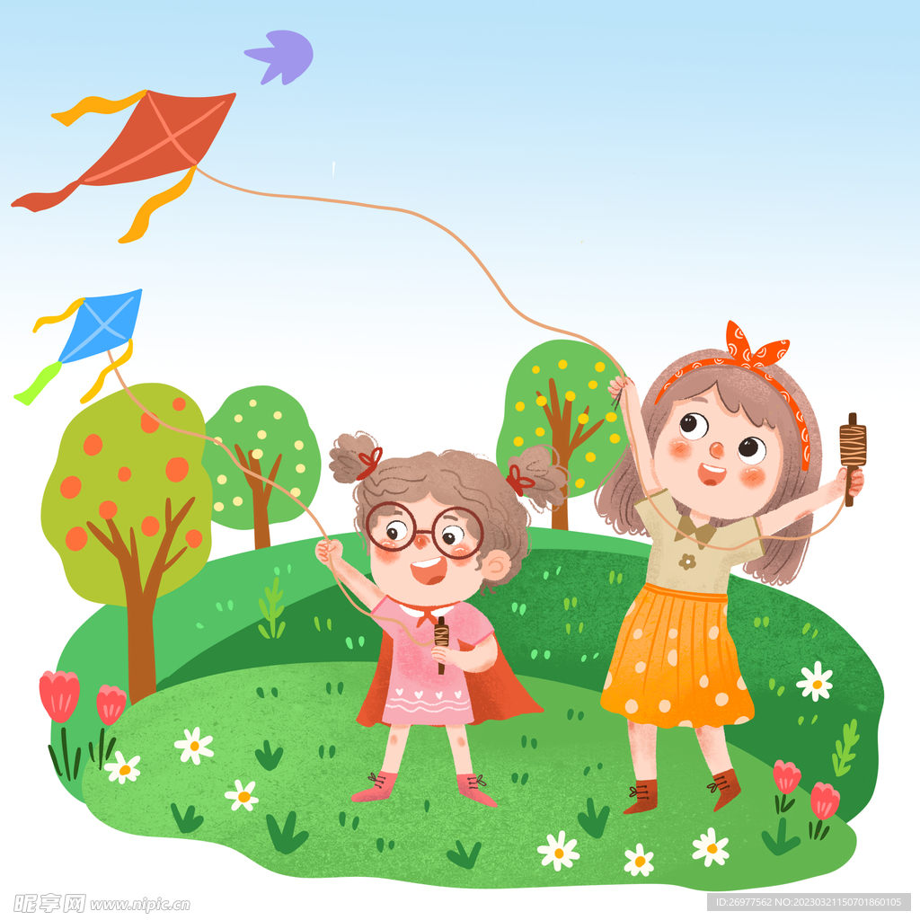 郊外放风筝