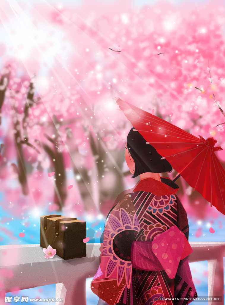 粉色樱花浪漫花海赏花背景