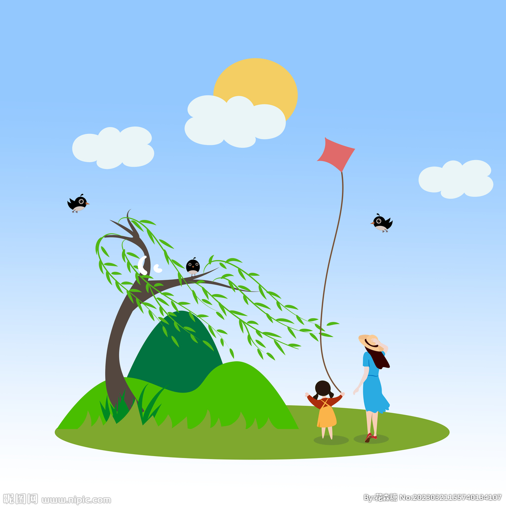 欢乐六一儿童节放风筝放假游戏玩耍六一插画图片-千库网