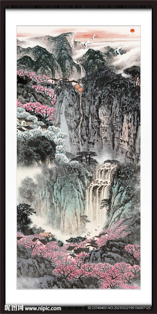 竖幅山水画 
