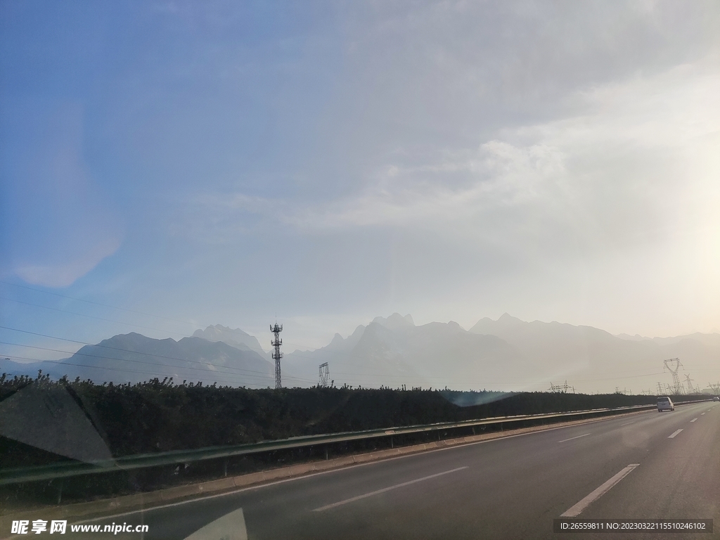 华山  道路  风景  朦胧 