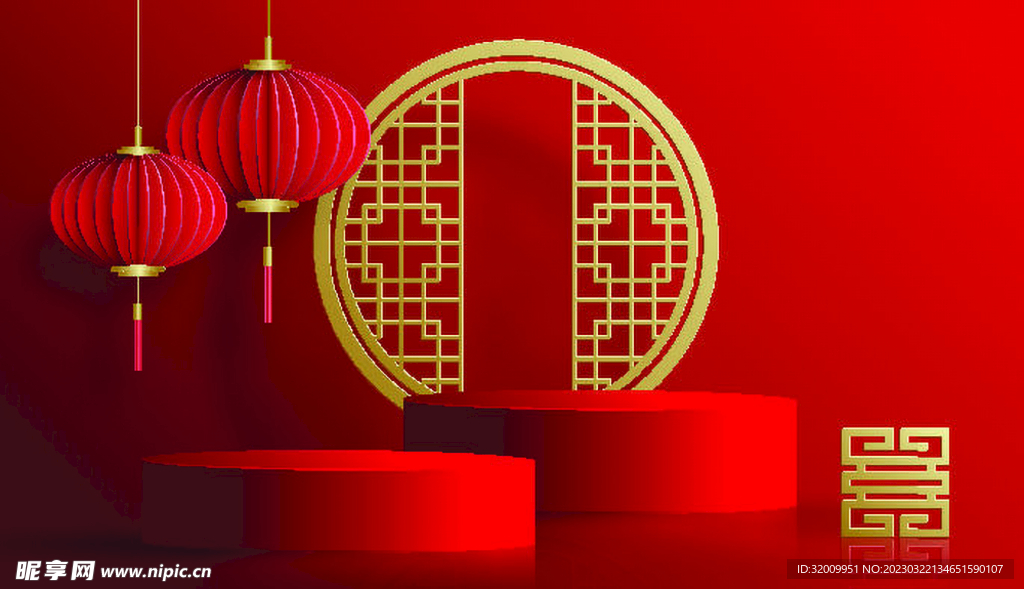 红色产品展示台