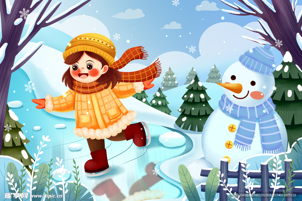 下雪天溜冰