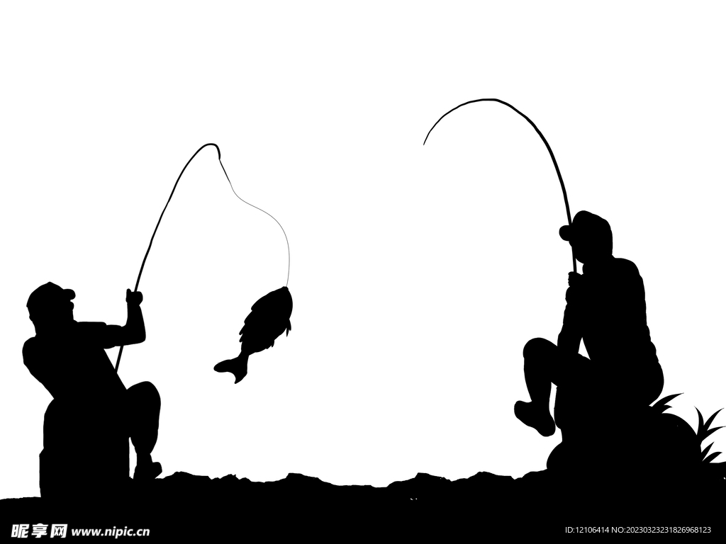 钓鱼人物剪影