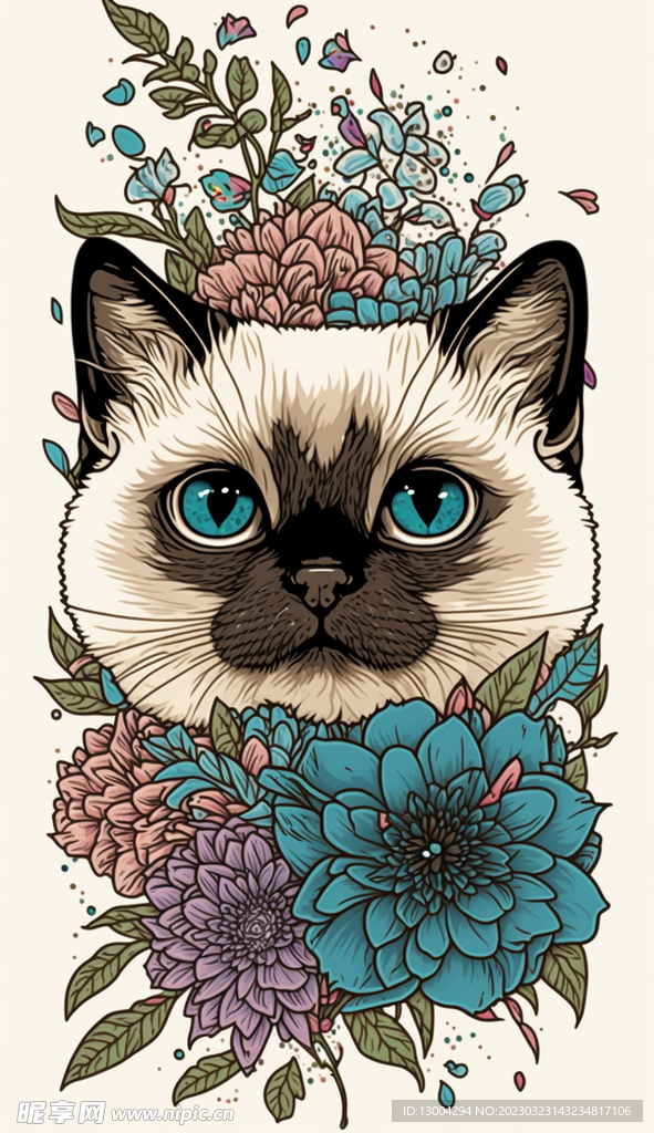 手绘卡通猫