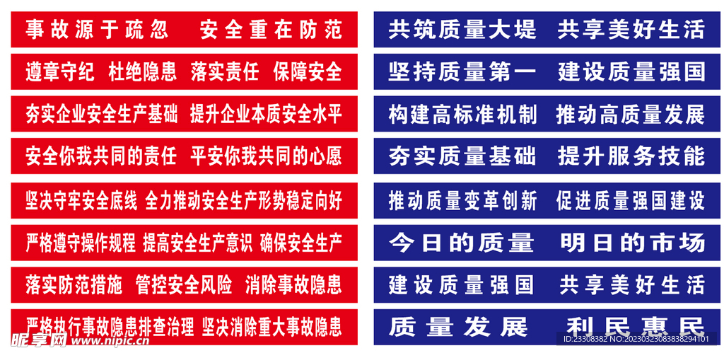安全和质量横幅