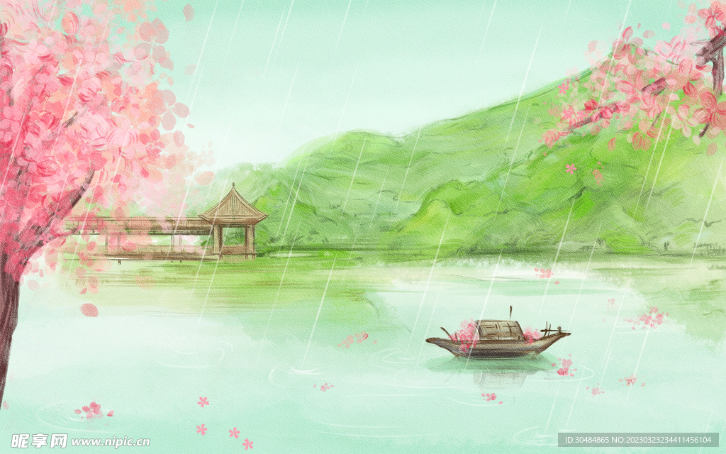 江南山水画插画
