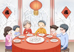 吃饺子插画
