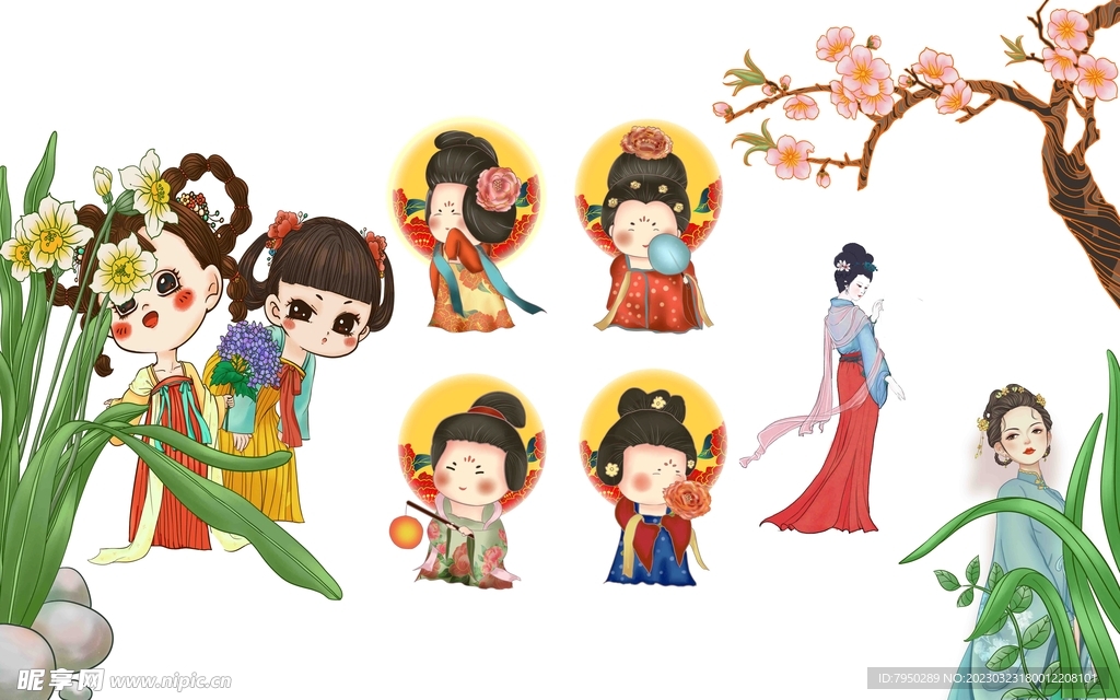 手绘古代人物插画