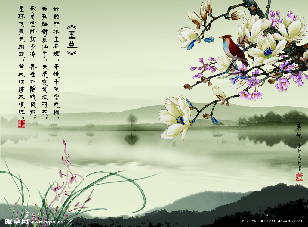玉兰 背景画