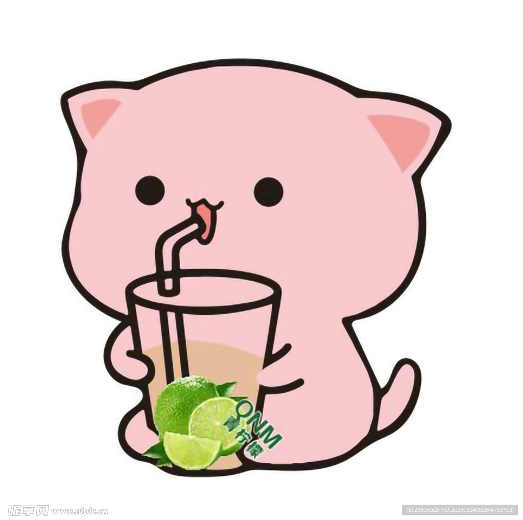小猪喝果汁