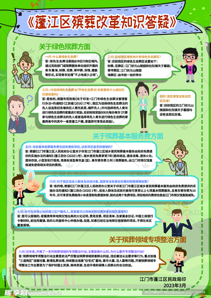 殡葬改革知识答疑对话框展板设计