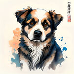 国风小狗插画