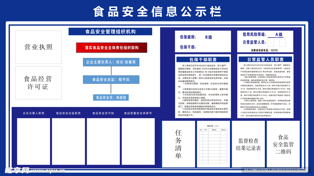 食品安全公示栏