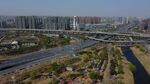 航拍郑州城市公园春天