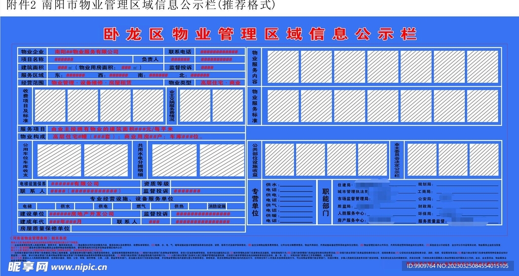 南阳市物业收费公示牌