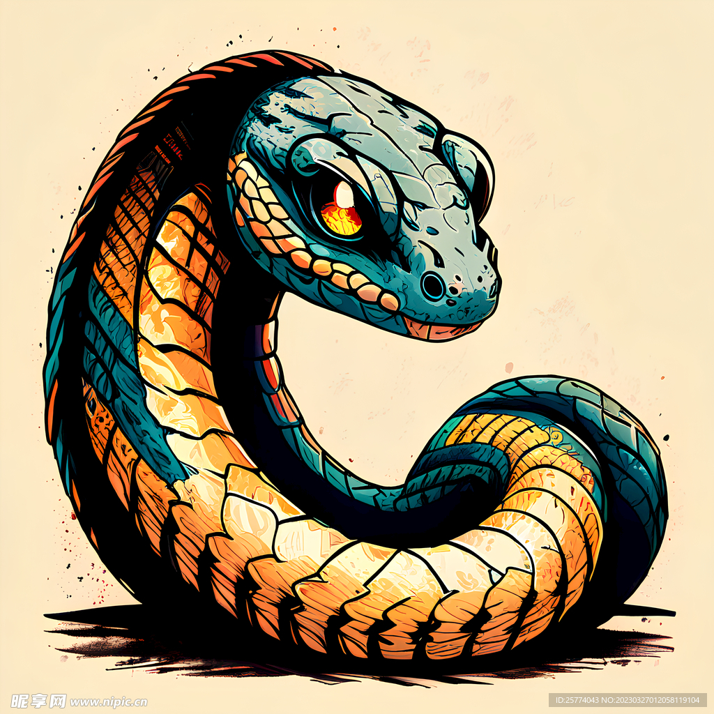 眼镜蛇卡通人物。有趣的动物，3d矢量图标插画图片素材_ID:345596156-Veer图库